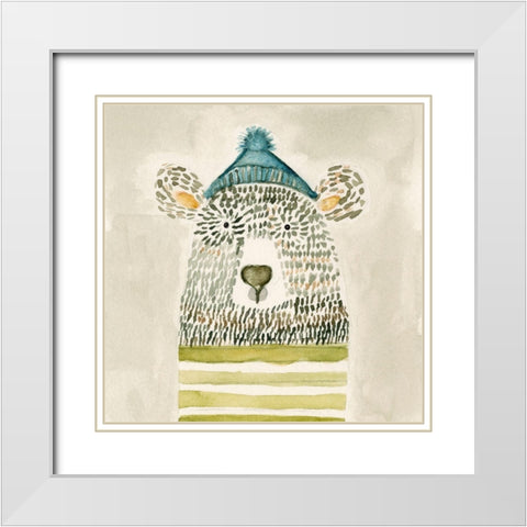Chester Bear White Modern Wood Framed Art Print with Double Matting by Timbrook, Natalie