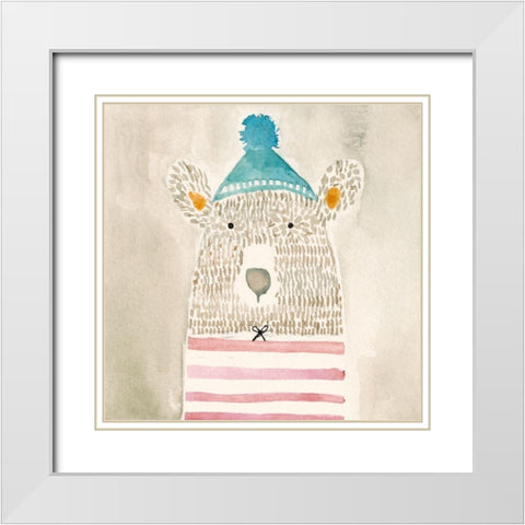 Rue Bear White Modern Wood Framed Art Print with Double Matting by Timbrook, Natalie