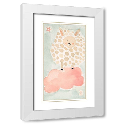 Counting Sheep No. 1 White Modern Wood Framed Art Print with Double Matting by Timbrook, Natalie