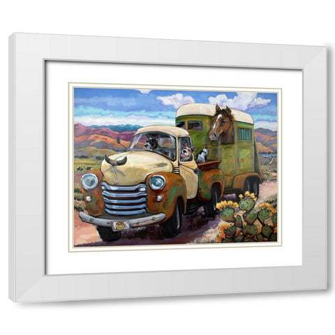 Git Along Lil Dogies White Modern Wood Framed Art Print with Double Matting by Townsend, CR