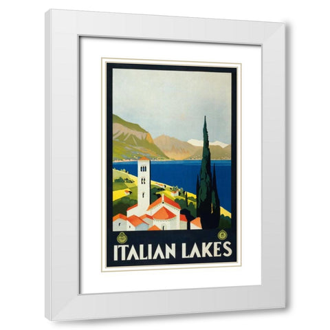 Italian Lakes White Modern Wood Framed Art Print with Double Matting by Unknown