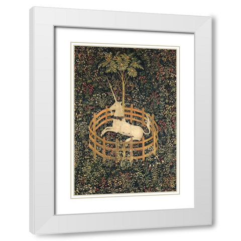 The Unicorn in Captivity White Modern Wood Framed Art Print with Double Matting by Unknown