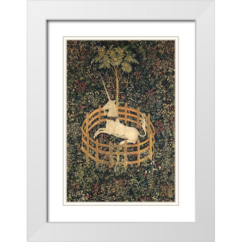 The Unicorn in Captivity White Modern Wood Framed Art Print with Double Matting by Unknown