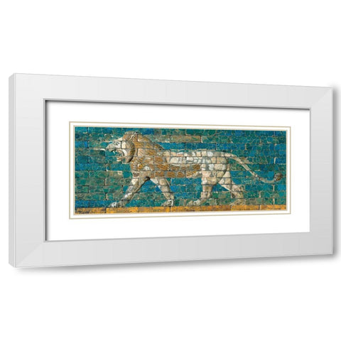 Panel with Striding Lion, ca. 604-562 B.C.E. White Modern Wood Framed Art Print with Double Matting by Unknown