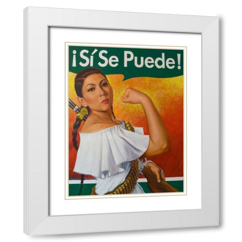 Rosita - Si Se Puede White Modern Wood Framed Art Print with Double Matting by Valadez, Robert