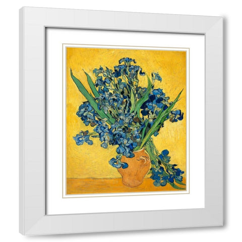Irises 1890 White Modern Wood Framed Art Print with Double Matting by Van Gogh, Vincent
