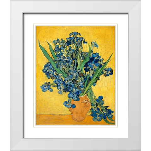 Irises 1890 White Modern Wood Framed Art Print with Double Matting by Van Gogh, Vincent