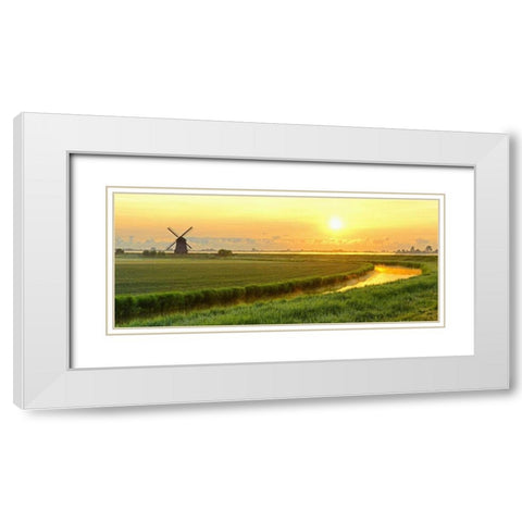 Morning Meadow White Modern Wood Framed Art Print with Double Matting by Van de Goor, Lars