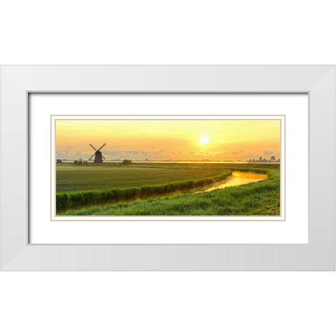 Morning Meadow White Modern Wood Framed Art Print with Double Matting by Van de Goor, Lars