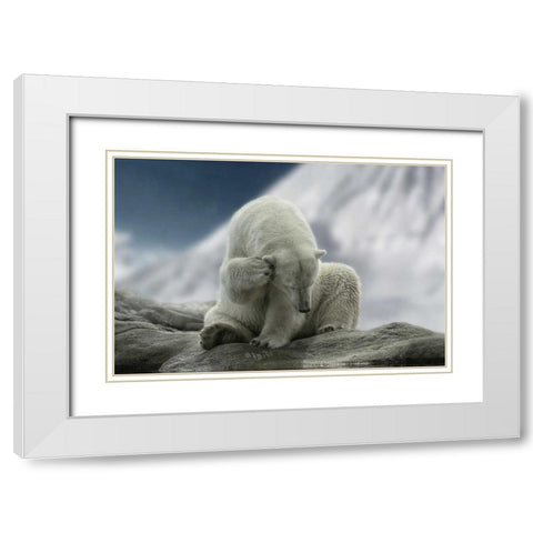 Itching Ear White Modern Wood Framed Art Print with Double Matting by Van de Goor, Lars