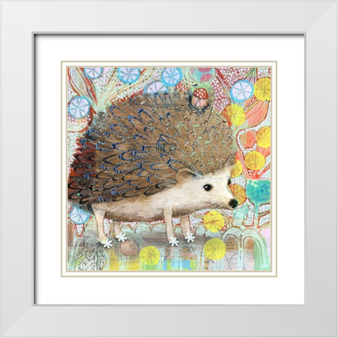 Hedgie White Modern Wood Framed Art Print with Double Matting by Verhoeven, Judy