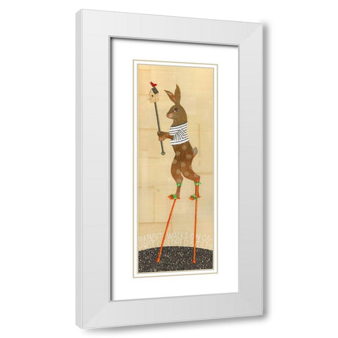 Rabbit on Stilts White Modern Wood Framed Art Print with Double Matting by Verhoeven, Judy