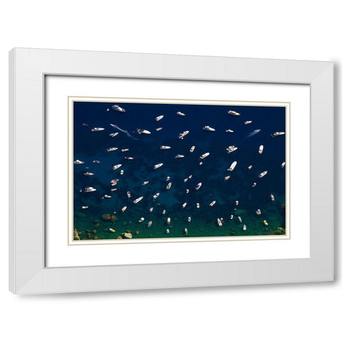 Boat Conference - Amalfi Coast White Modern Wood Framed Art Print with Double Matting by Varona, Verne