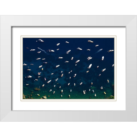 Boat Conference - Amalfi Coast White Modern Wood Framed Art Print with Double Matting by Varona, Verne