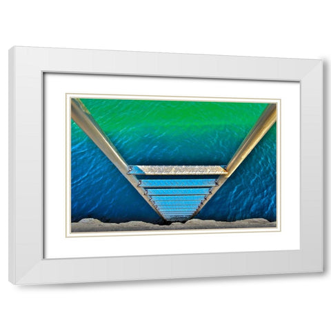 Sea Ladder White Modern Wood Framed Art Print with Double Matting by Varona, Verne