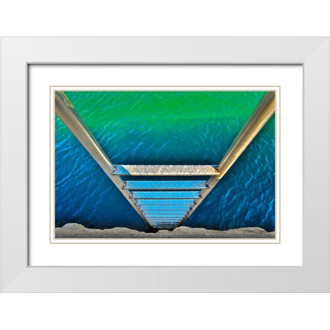 Sea Ladder White Modern Wood Framed Art Print with Double Matting by Varona, Verne