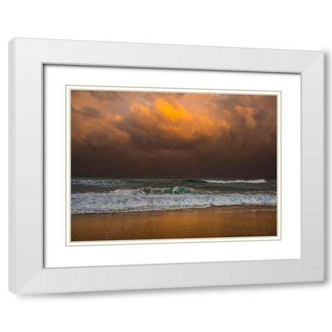 Shoreline Gold White Modern Wood Framed Art Print with Double Matting by Varona, Verne