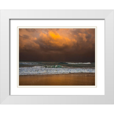 Shoreline Gold White Modern Wood Framed Art Print with Double Matting by Varona, Verne