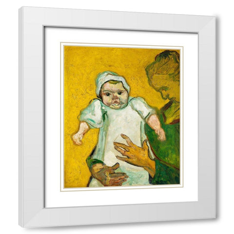 Van Gogh, VincentMadame Roulin and Her Baby White Modern Wood Framed Art Print with Double Matting by Van Gogh, Vincent