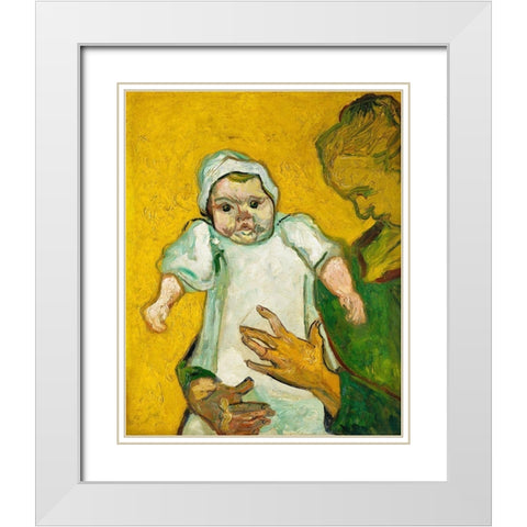 Van Gogh, VincentMadame Roulin and Her Baby White Modern Wood Framed Art Print with Double Matting by Van Gogh, Vincent