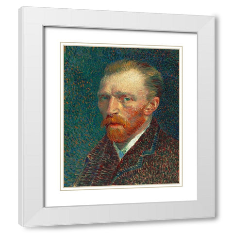 Self-Portrait White Modern Wood Framed Art Print with Double Matting by Van Gogh, Vincent