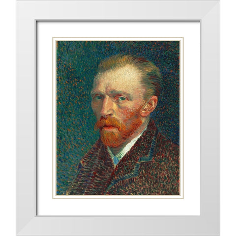 Self-Portrait White Modern Wood Framed Art Print with Double Matting by Van Gogh, Vincent