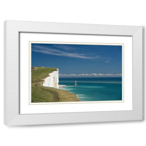 Beachy Head Lighthouse White Modern Wood Framed Art Print with Double Matting by Van de Goor, Lars