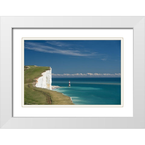 Beachy Head Lighthouse White Modern Wood Framed Art Print with Double Matting by Van de Goor, Lars