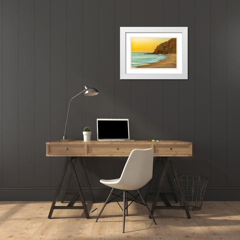 The Drinking Elephant White Modern Wood Framed Art Print with Double Matting by Van de Goor, Lars