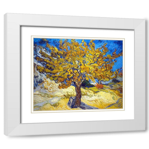 The Mulberry Tree White Modern Wood Framed Art Print with Double Matting by Van Gogh, Vincent