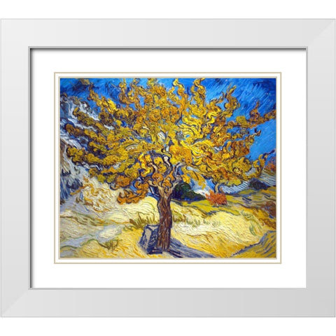 The Mulberry Tree White Modern Wood Framed Art Print with Double Matting by Van Gogh, Vincent