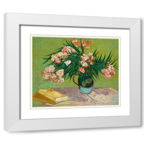 Oleanders, 1888 White Modern Wood Framed Art Print with Double Matting by Van Gogh, Vincent
