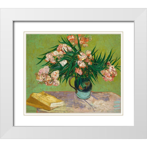 Oleanders, 1888 White Modern Wood Framed Art Print with Double Matting by Van Gogh, Vincent