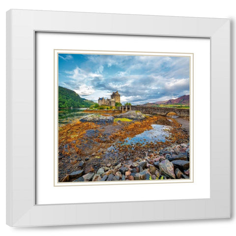 Eilean Donan Castle White Modern Wood Framed Art Print with Double Matting by Van de Goor, Lars