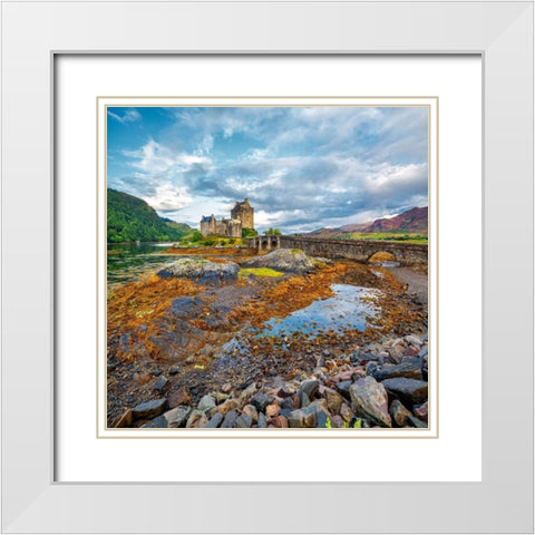 Eilean Donan Castle White Modern Wood Framed Art Print with Double Matting by Van de Goor, Lars