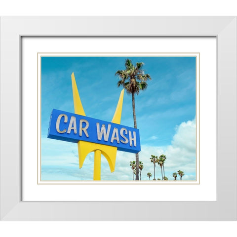 5 Points Car wash White Modern Wood Framed Art Print with Double Matting by Vargas, Carlos