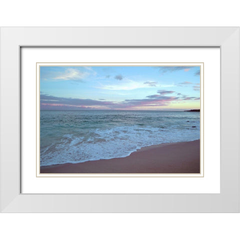 Hawaii Beach Sunset No. 1 White Modern Wood Framed Art Print with Double Matting by Vargas, Carlos
