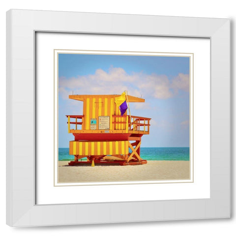Lifeguard Station White Modern Wood Framed Art Print with Double Matting by Vargas, Carlos