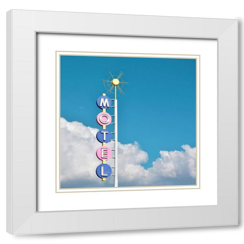 Premiere Motel White Modern Wood Framed Art Print with Double Matting by Vargas, Carlos