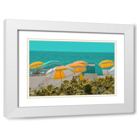 Umbrellas No. 1 White Modern Wood Framed Art Print with Double Matting by Vargas, Carlos