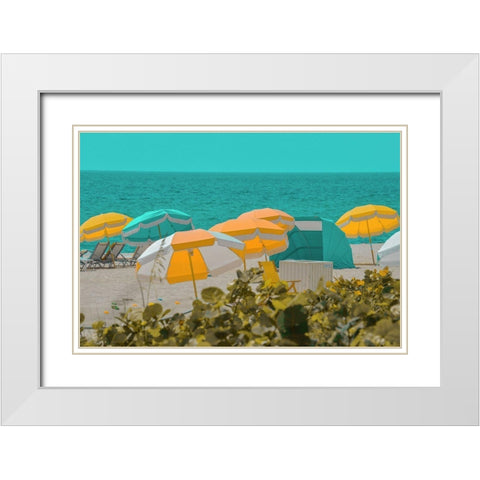Umbrellas No. 1 White Modern Wood Framed Art Print with Double Matting by Vargas, Carlos