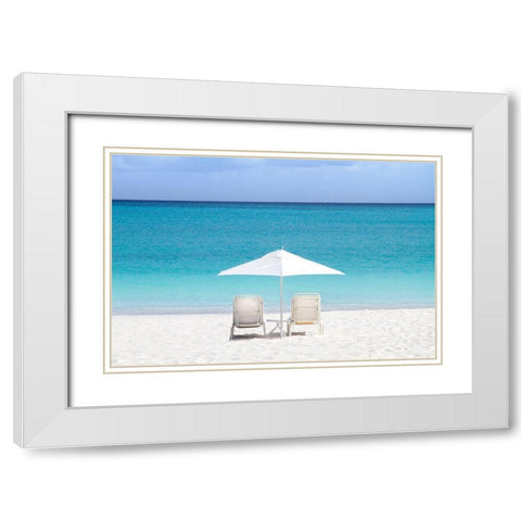 Aqua View White Modern Wood Framed Art Print with Double Matting by Varona, Verne