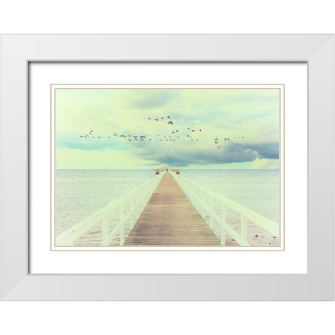 Man and The Sea White Modern Wood Framed Art Print with Double Matting by Vitomirov, Igor