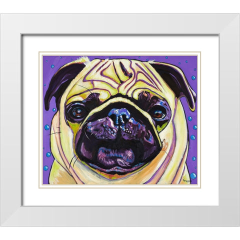 Purple Pug White Modern Wood Framed Art Print with Double Matting by Wronski, Kathryn