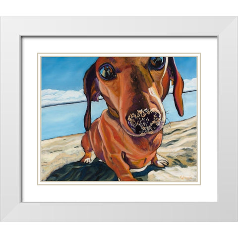 Sand Dog White Modern Wood Framed Art Print with Double Matting by Wronski, Kathryn
