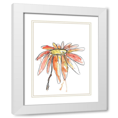 Orange Modern Botanical White Modern Wood Framed Art Print with Double Matting by Weiss, Jan