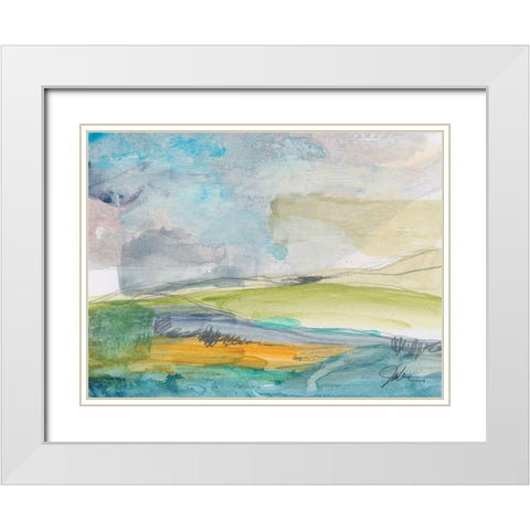 Earth Divided White Modern Wood Framed Art Print with Double Matting by Weiss, Jan