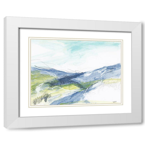 Blue Hills White Modern Wood Framed Art Print with Double Matting by Weiss, Jan
