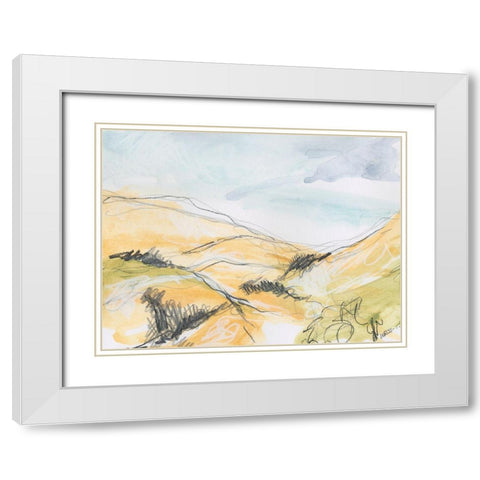 Summer Hills White Modern Wood Framed Art Print with Double Matting by Weiss, Jan
