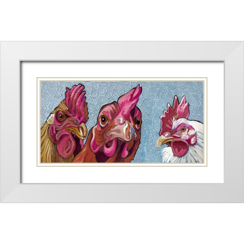 Three Chicks White Modern Wood Framed Art Print with Double Matting by Wronski, Kathryn